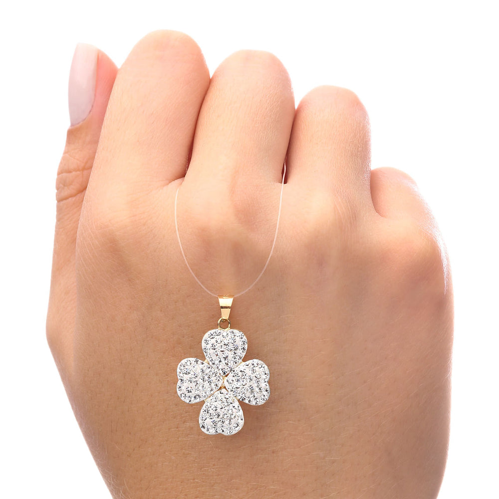 Pingente Trevo em Ouro Amarelo 18k com Cristais Swarovscki