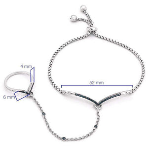 Pulseira e Anel em Prata 925 com Diamantes Azuis