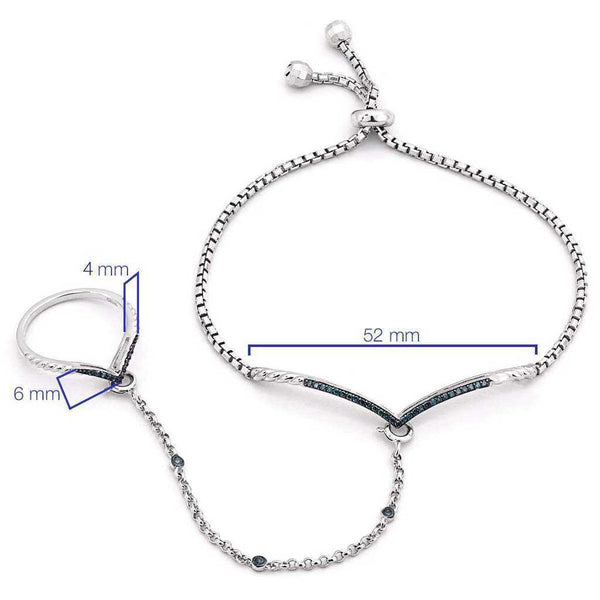 Pulseira e Anel em Prata 925 com Diamantes Azuis