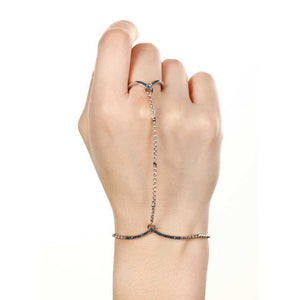 Pulseira e Anel em Prata 925 com Diamantes Azuis