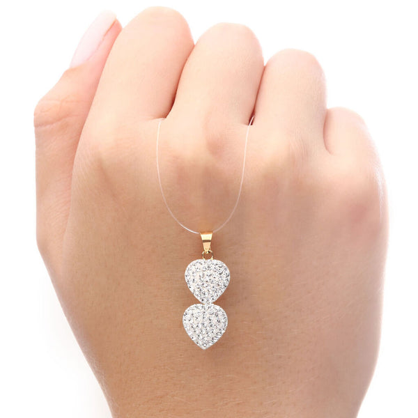 Pingente em Ouro Amarelo 18k Corações com Cristais Swarovski