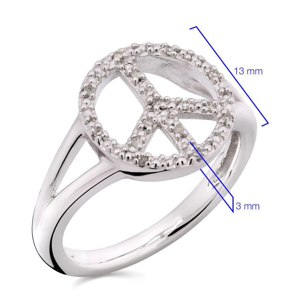 Conjunto em Prata 925 Paz e Amor com Diamantes