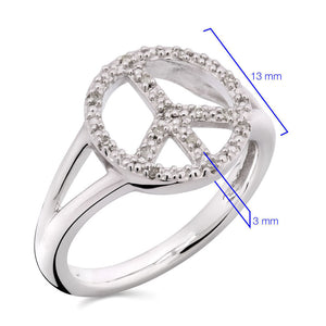 Conjunto em Prata 925 Paz e Amor com Diamantes