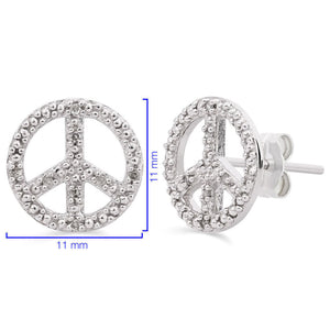 Conjunto em Prata 925 Paz e Amor com Diamantes