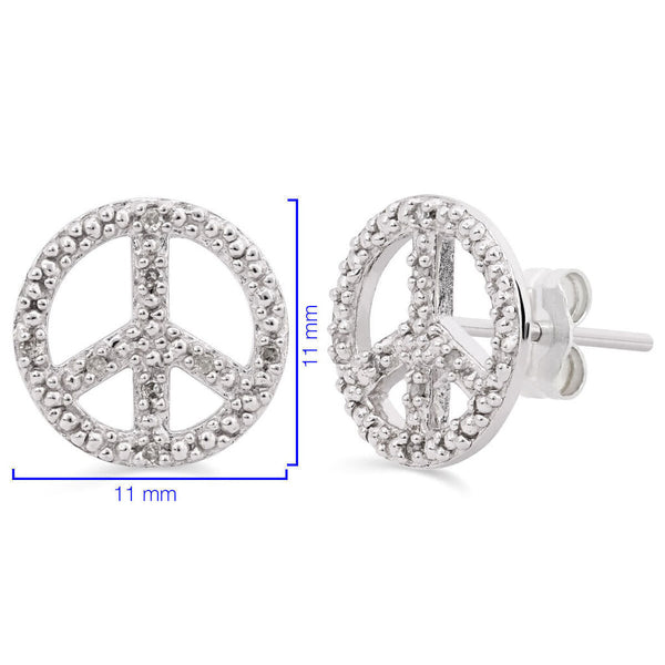 Conjunto em Prata 925 Paz e Amor com Diamantes