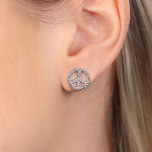 Conjunto em Prata 925 Paz e Amor com Diamantes