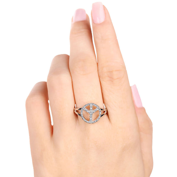 Conjunto em Prata 925 Paz e Amor com Diamantes