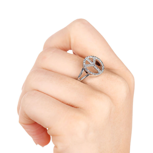 Conjunto em Prata 925 Paz e Amor com Diamantes