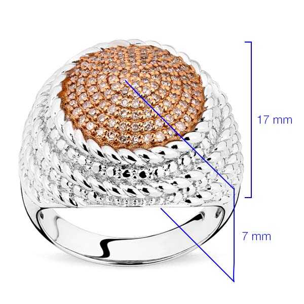 Anel em Prata 925 Redondo com Diamantes Champanhes