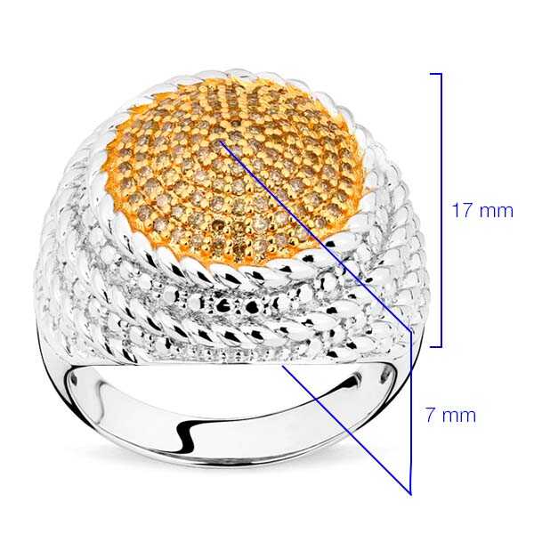 Anel em Prata 925 Redondo com Diamantes Amarelos