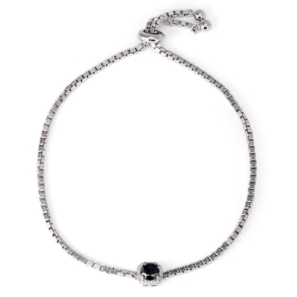 Pulseira em Prata 925 com Diamante Negro e Brancos
