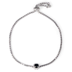 Pulseira em Prata 925 com Diamante Negro e Brancos
