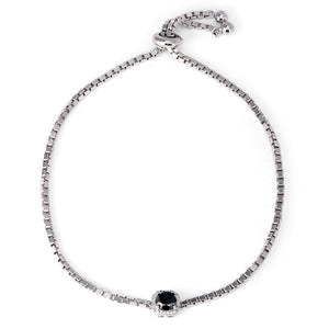 Pulseira em Prata 925 com Diamante Negro e Brancos