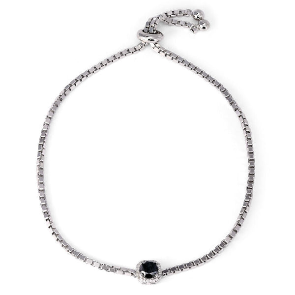 Pulseira em Prata 925 com Diamante Negro e Brancos