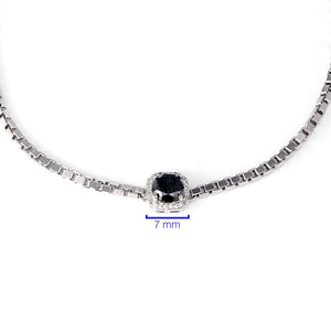 Pulseira em Prata 925 com Diamante Negro e Brancos