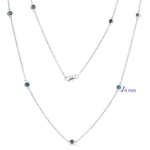 Colar em Prata 925 Com Pontos de Luz em Diamantes Azuis