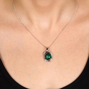Pingente Em Prata 925 com Malaquita Oval e Diamante