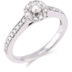 154641-Anel em Ouro Branco Solitário com Diamantes