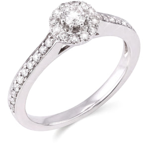 154641-Anel em Ouro Branco Solitário com Diamantes
