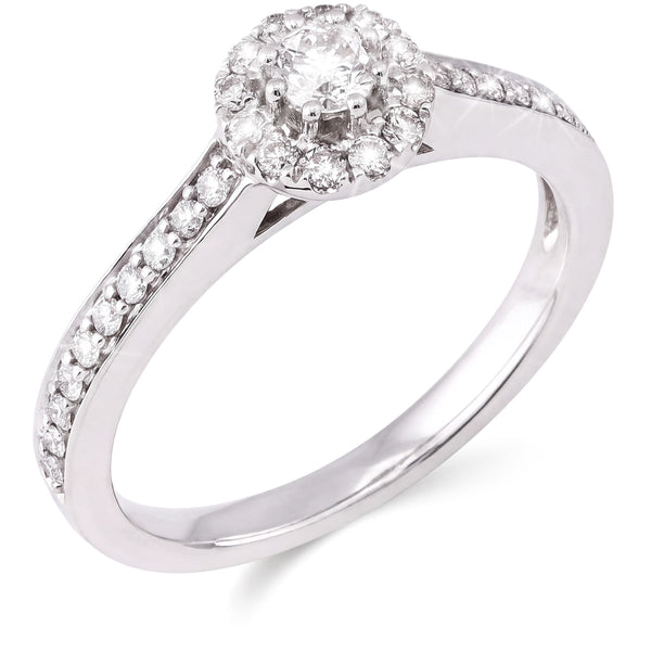 154641-Anel em Ouro Branco Solitário com Diamantes