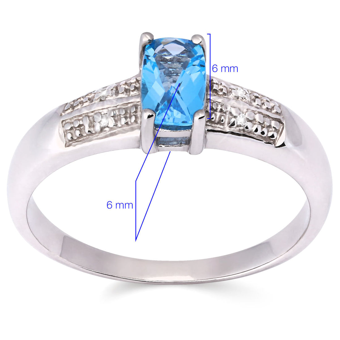 Anel Em Prata 925 com Topazio Sky Blue e Diamantes