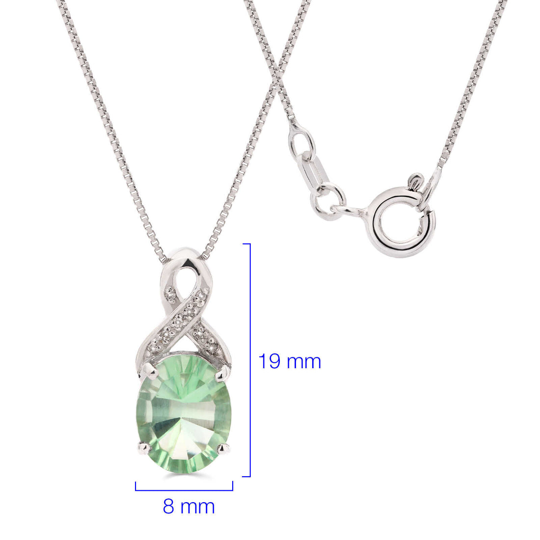 Pingente em Prata 925 com Fluorita Oval e Diamantes
