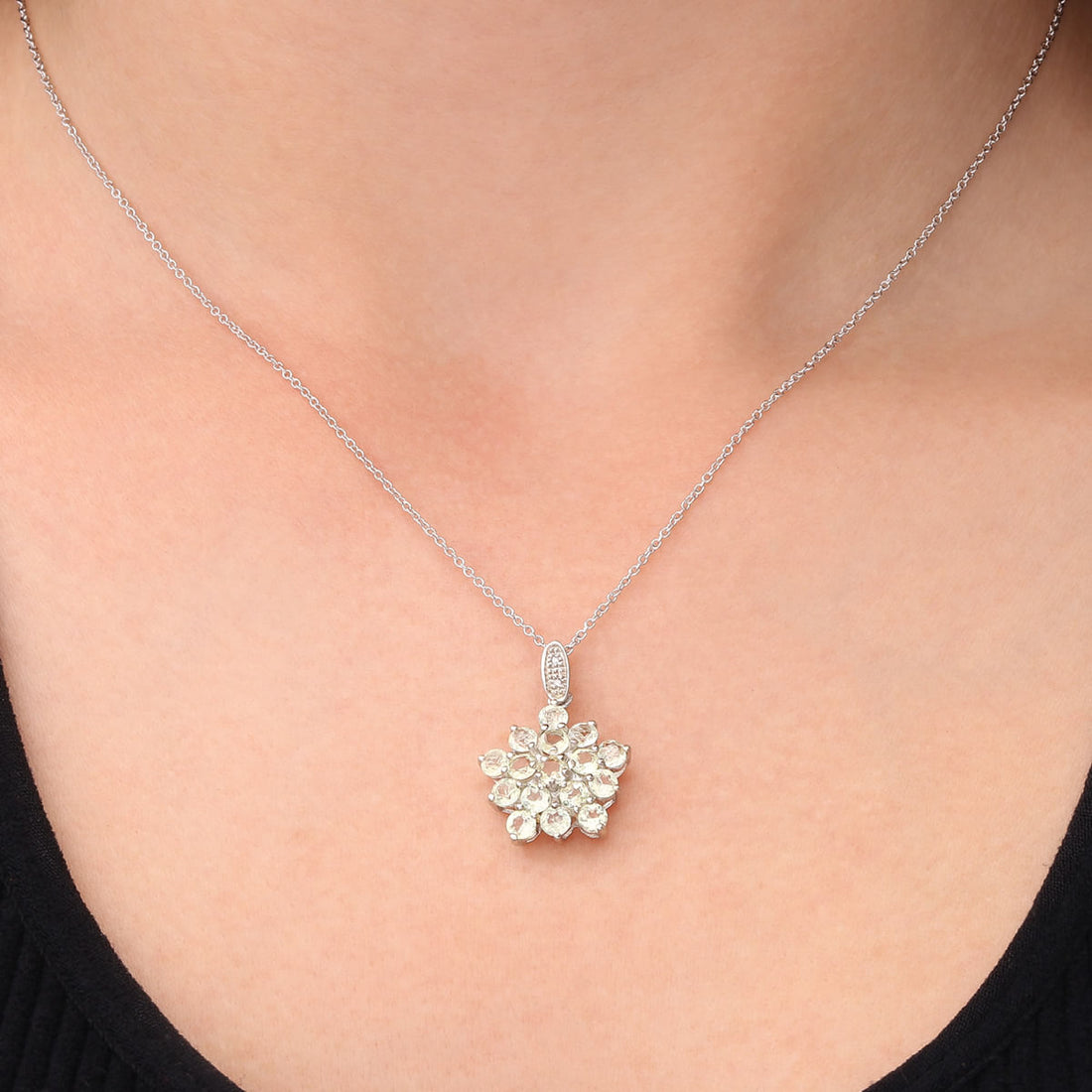 Pingente em Prata 925 com Amblygonite e Diamantes