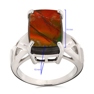 Anel em Prata 925 com Ammolite Retangular