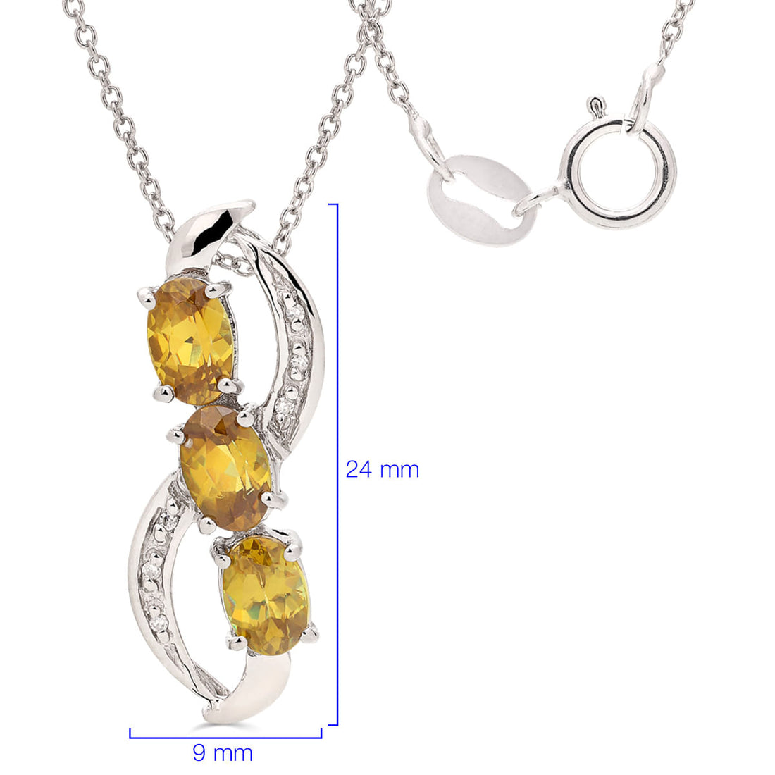 Pingente em Prata 925 com Esfene e Diamantes