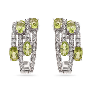 Par de Brinco em Prata 925 Meia Argola com Peridotos