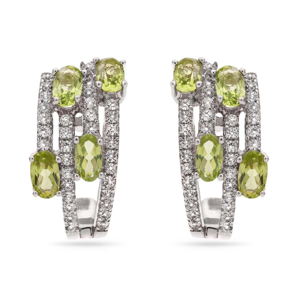 Par de Brinco em Prata 925 Meia Argola com Peridotos