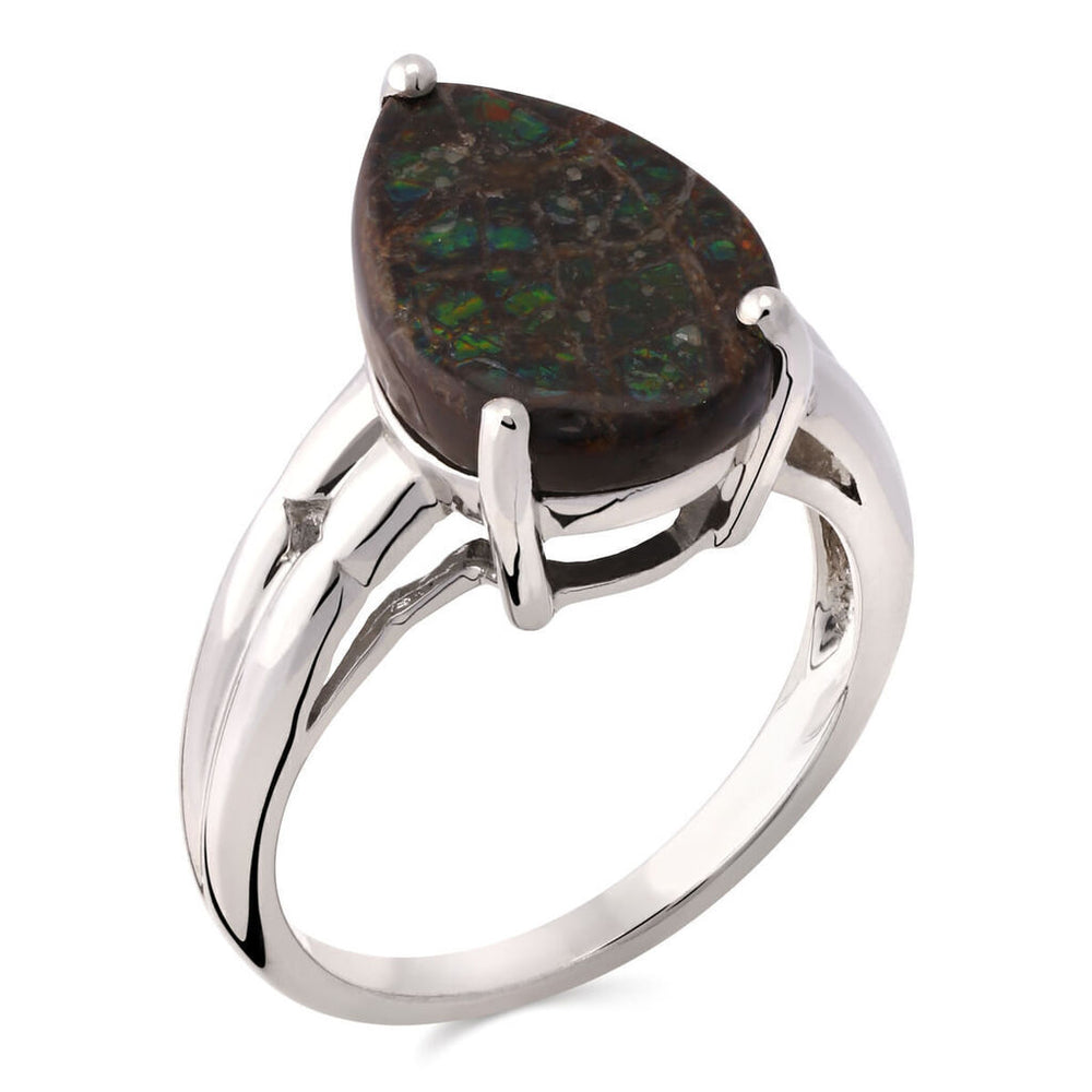 Anel em Prata 925 com Amolite Gota