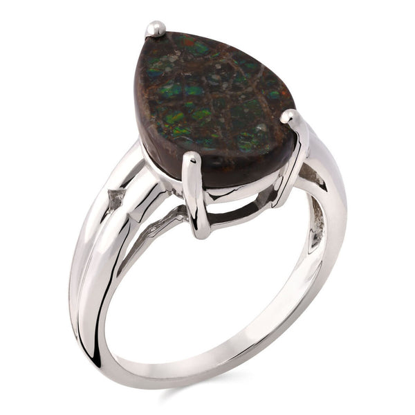 Anel em Prata 925 com Amolite Gota