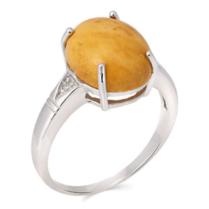 Anel em Prata 925 com Mokaita e Diamantes