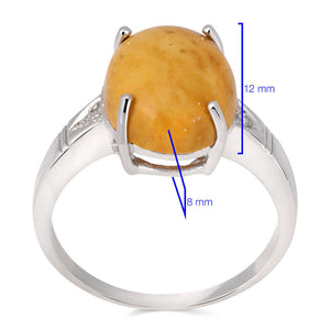 Anel em Prata 925 com Mokaita e Diamantes