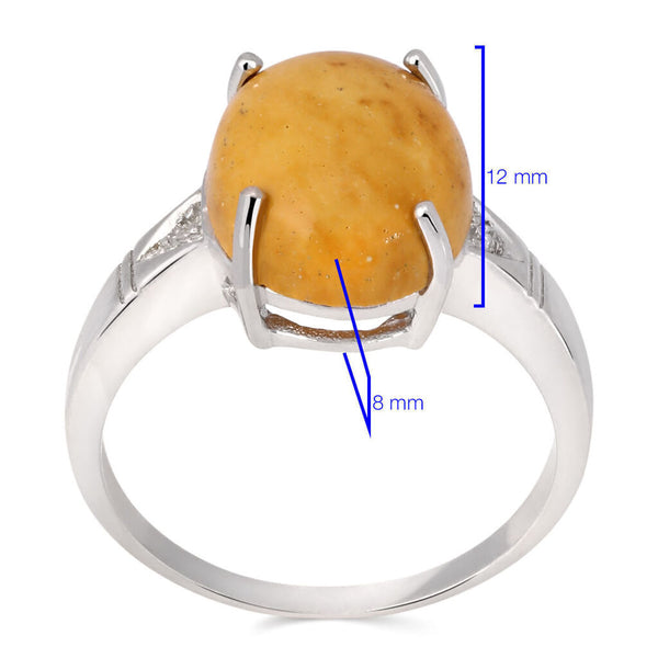 Anel em Prata 925 com Mokaita e Diamantes