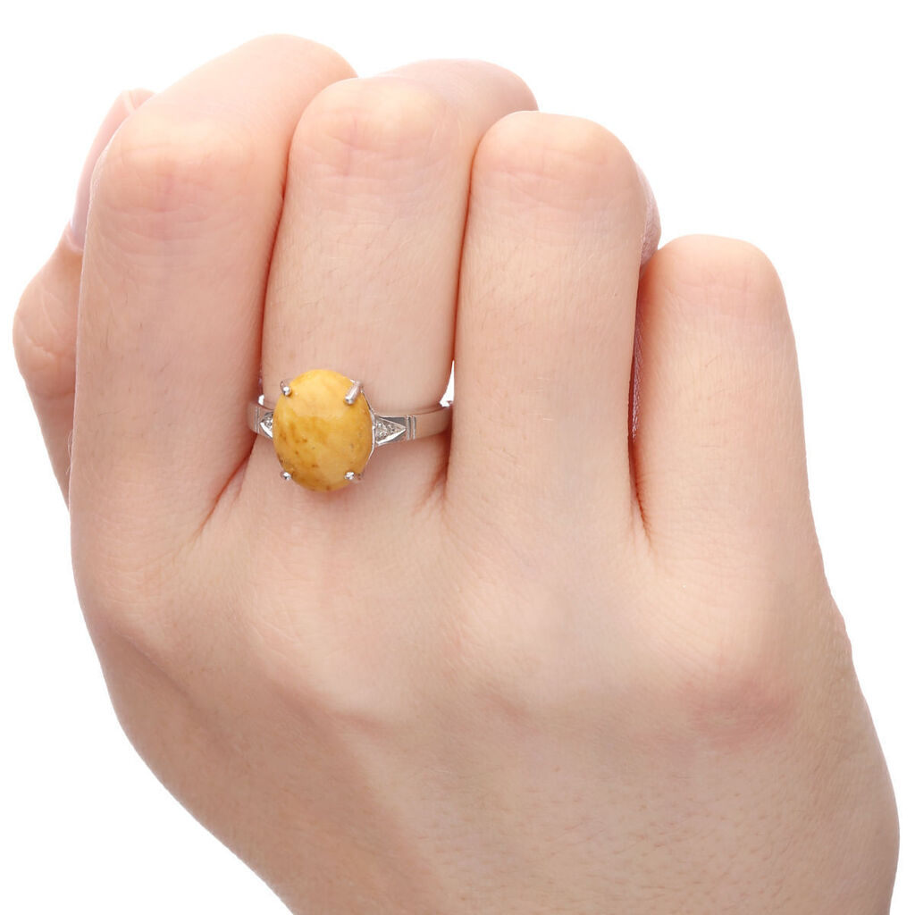 Anel em Prata 925 com Mokaita e Diamantes