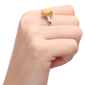 Anel em Prata 925 com Mokaita e Diamantes