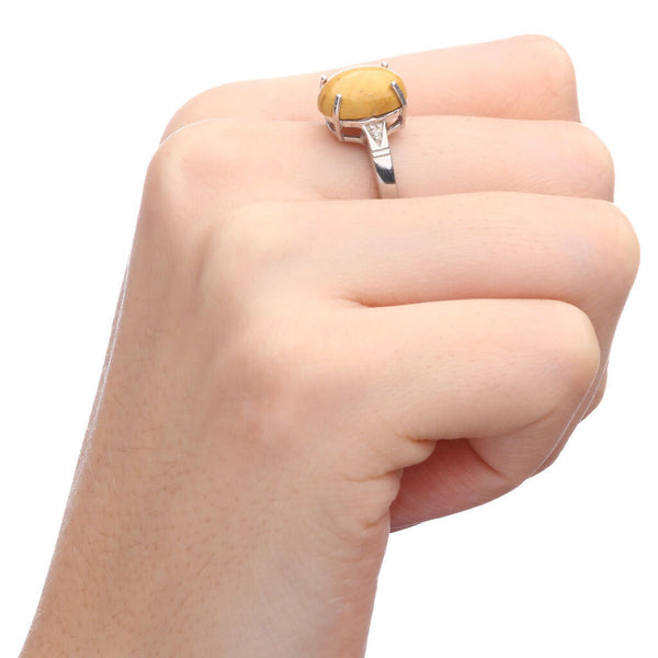 Anel em Prata 925 com Mokaita e Diamantes