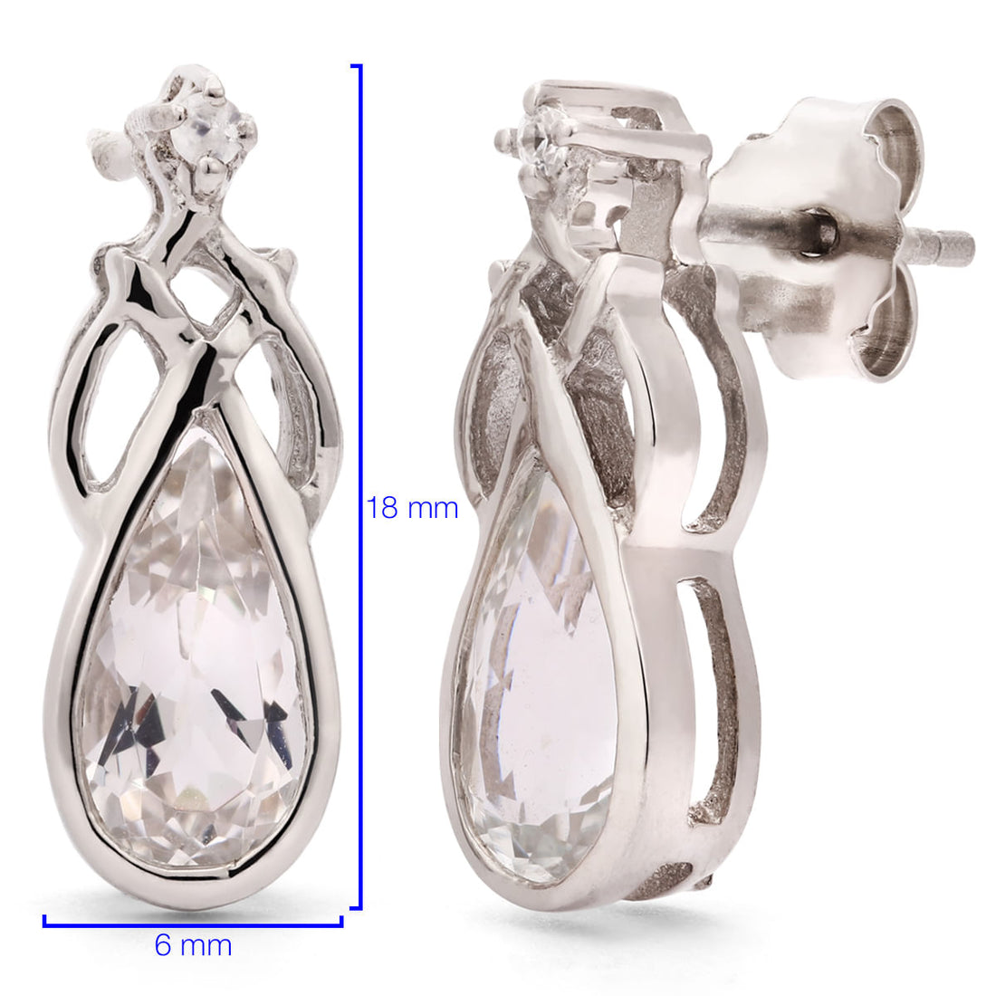 Par de Brinco em Prata 925 com Goshenite e Zirconia