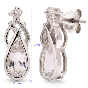 Par de Brinco em Prata 925 com Goshenite e Zirconia