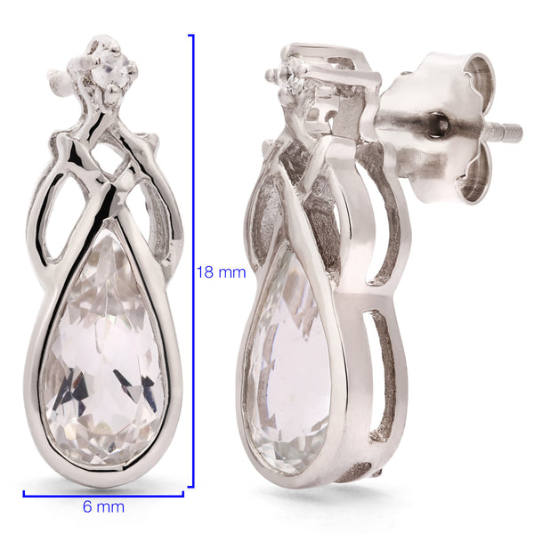 Par de Brinco em Prata 925 com Goshenite e Zirconia