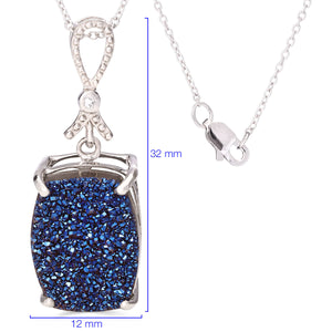 Pingente em Prata 925 com Quartzo Glitter Azul