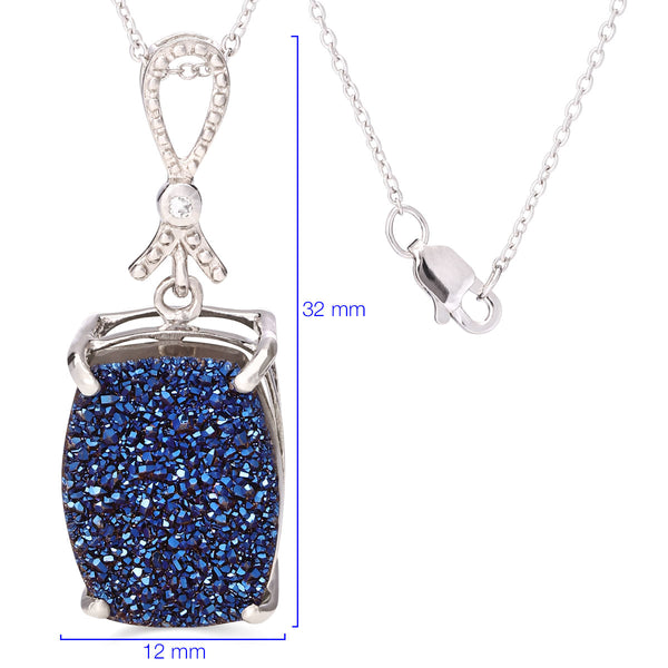 Pingente em Prata 925 com Quartzo Glitter Azul