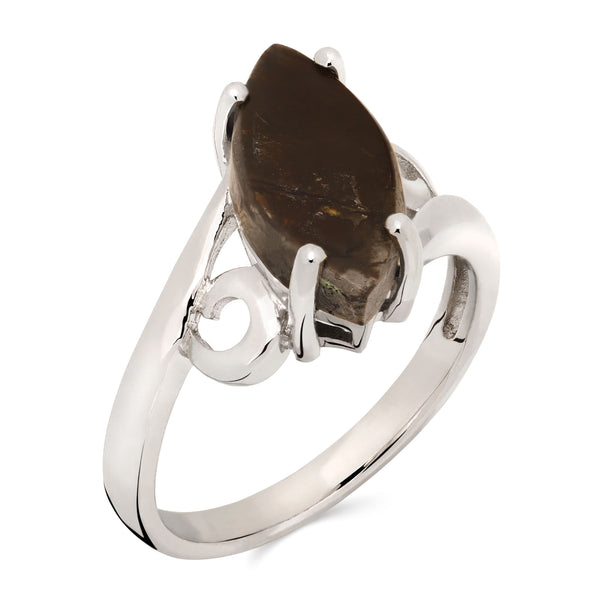 Anel em Prata 925 com Ammolite Navete