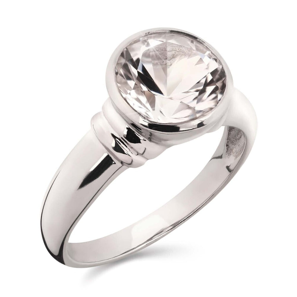 Anel em Prata 925 com Quartzo Branco