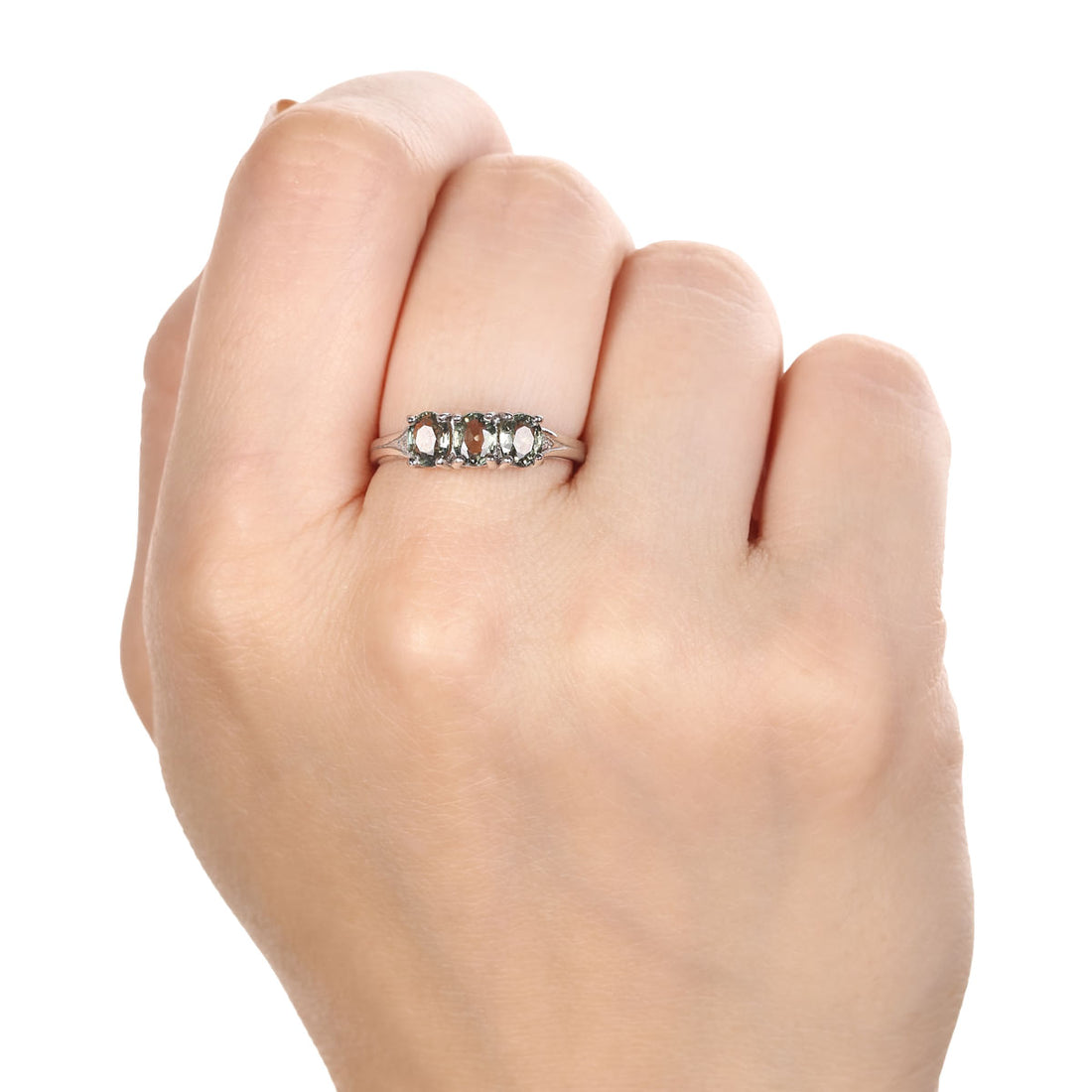 Anel em Prata 925 com Safiras Change Colour e Diamantes