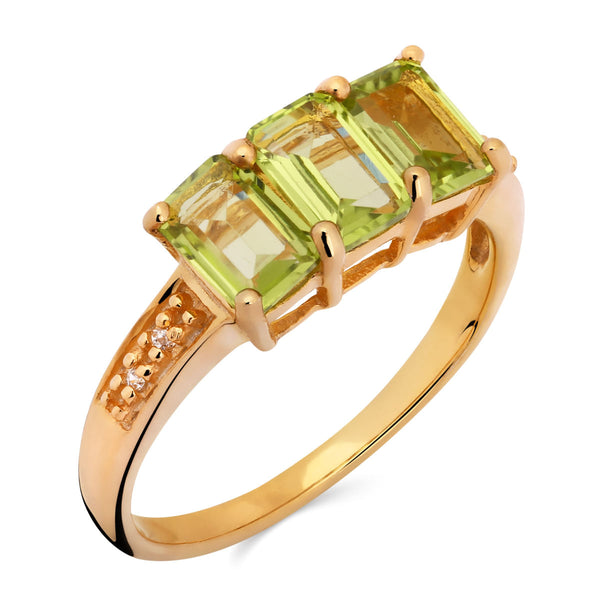 Anel em Prata 925 com Peridoto e Zircônias