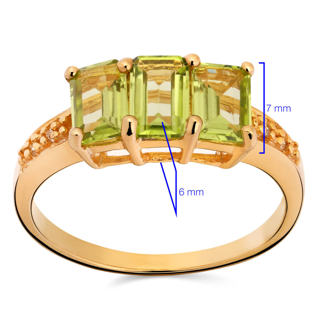 Anel em Prata 925 com Peridoto e Zircônias
