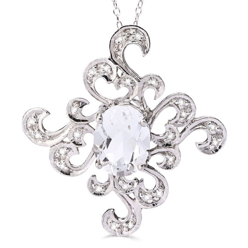 Pingente em Prata 925 com Petalite e Diamantes Aprox. 1,5 cts